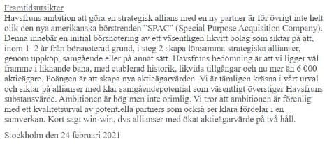 Havsfrun goes SPAC