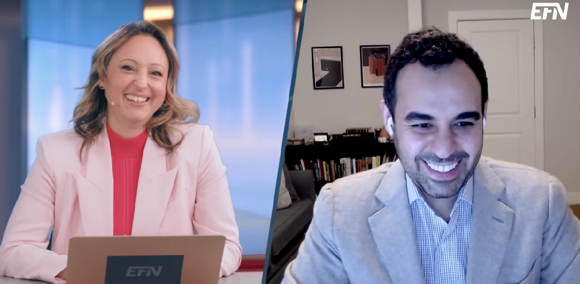 Ahmed Mousa, VD för Vicore Pharma blir intervjuad