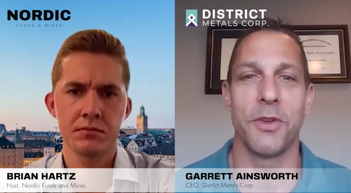 Garrett Ainsworth, VD på District Metals, intervjuas