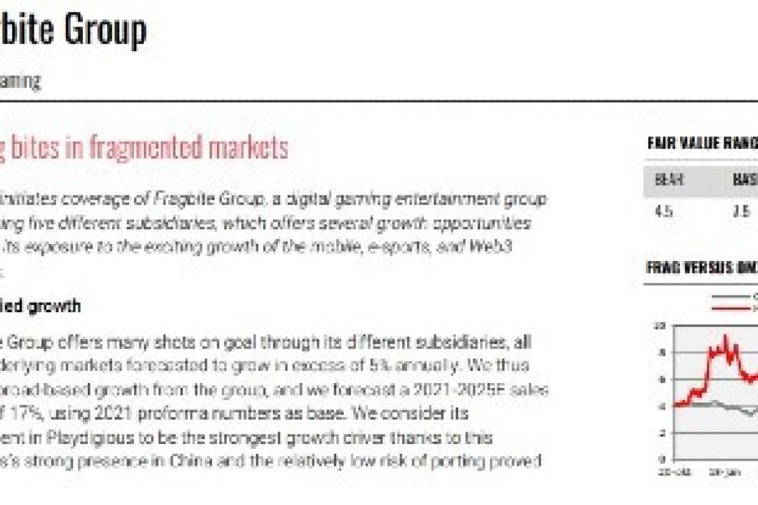 Redeye inleder bevakning av Fragbite Group med en positivt syn