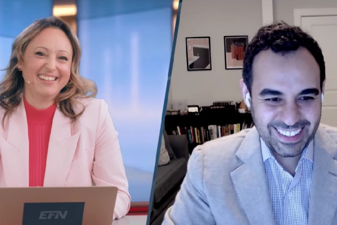 Ahmed Mousa, VD för Vicore Pharma blir intervjuad