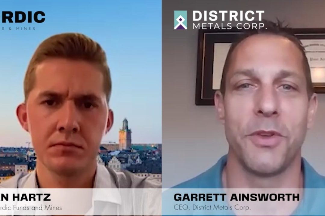 Garrett Ainsworth, VD på District Metals, intervjuas