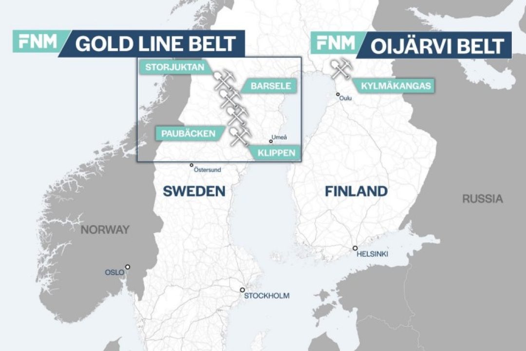 Karta över First North Metals tillgångar