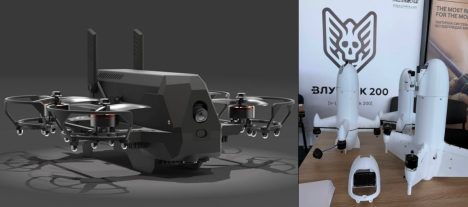 Två olika typ av drönare