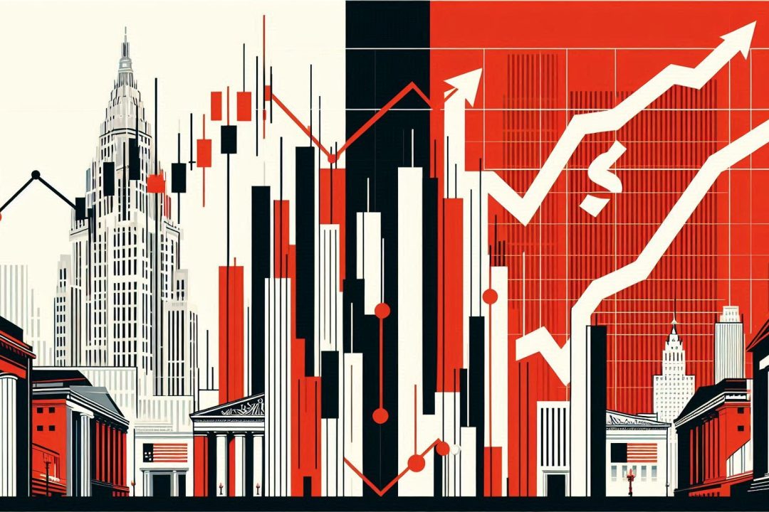 Graf och pilar på Wall Street