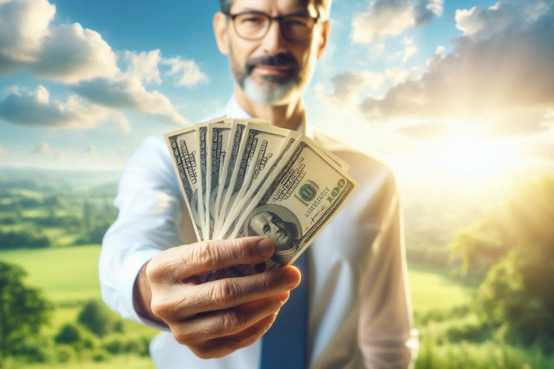 Man sträcker fram pengar