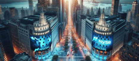 Börserna NYSE och Nasdaq visualiserade i samma bild