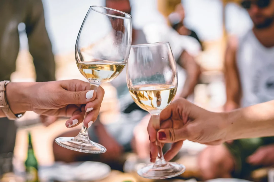 Två glas vin skålas