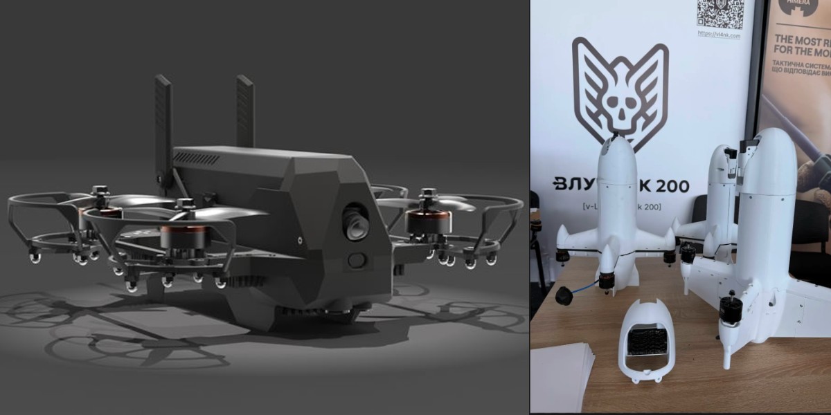 Två olika typ av drönare