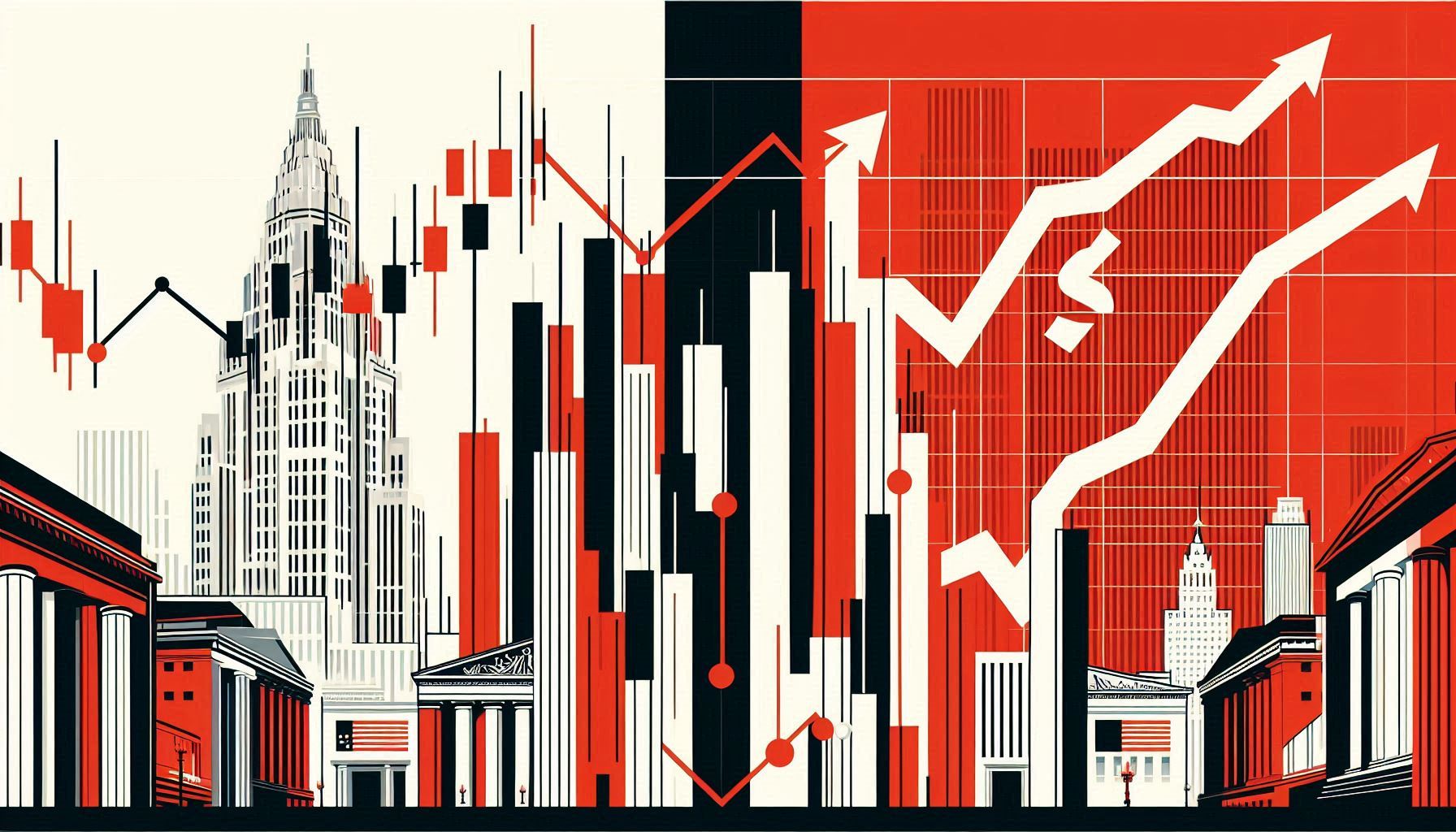 Graf och pilar på Wall Street