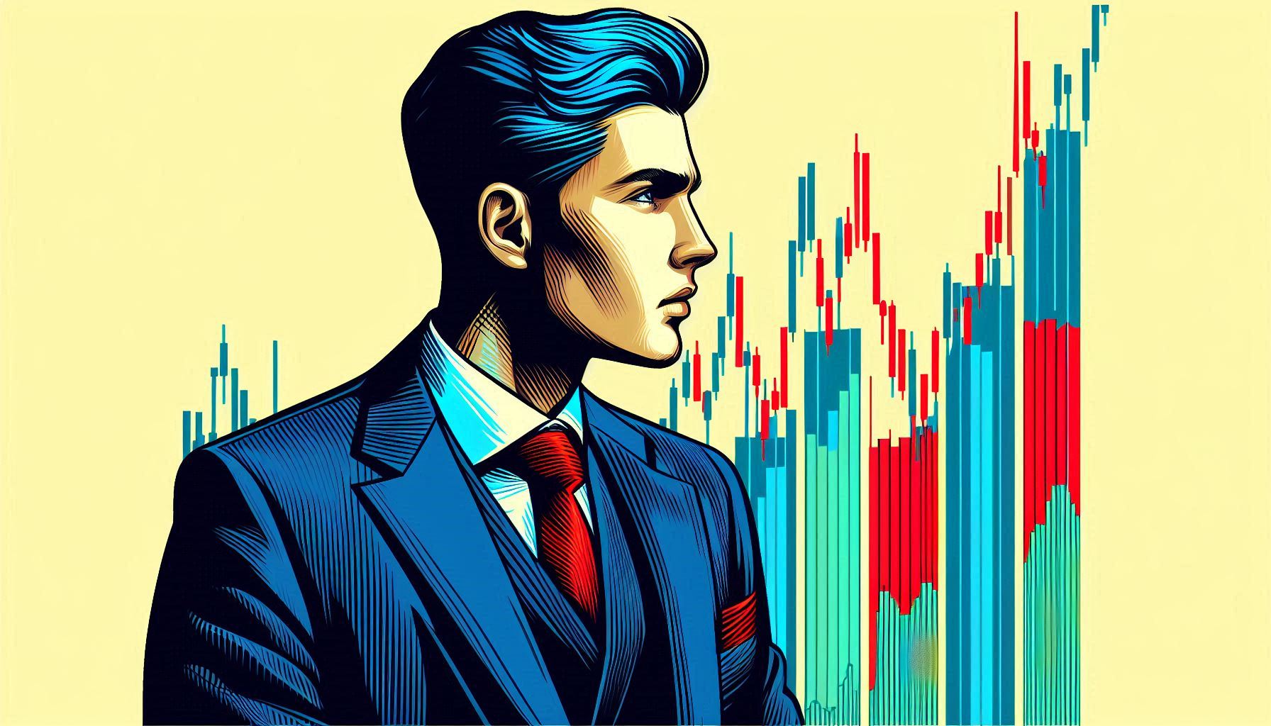 Investerare med grafer i bakgrunden