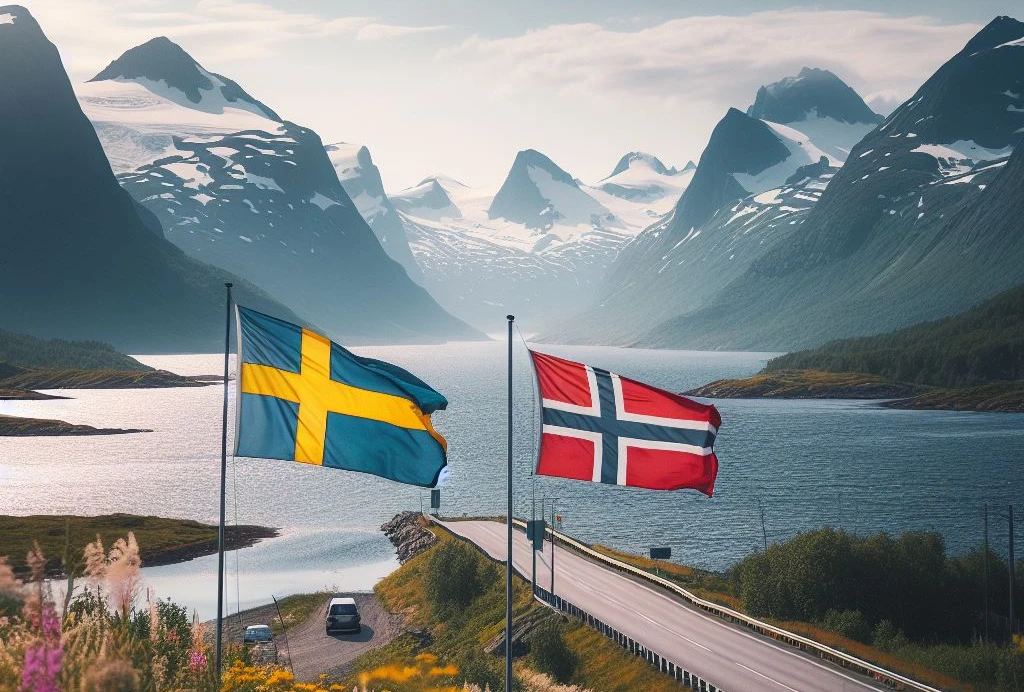 Norsk och svensk flagga