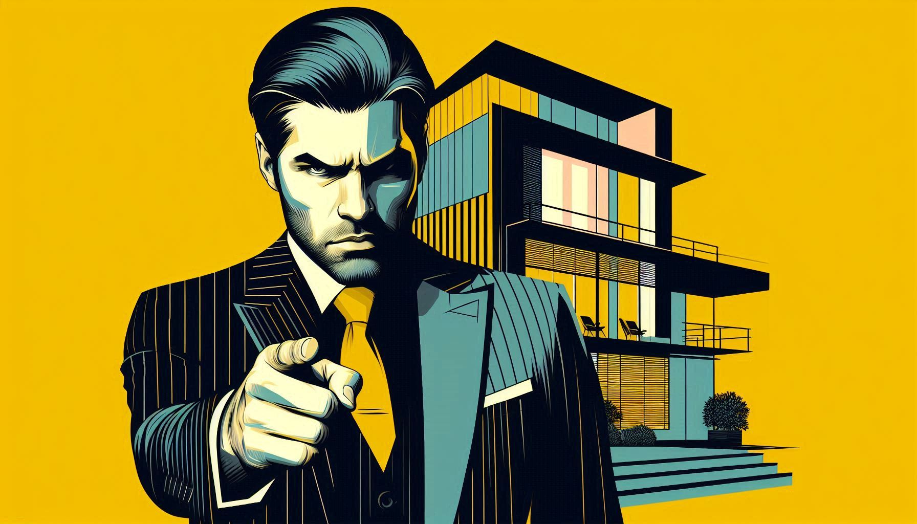 Affärsman pekar argt